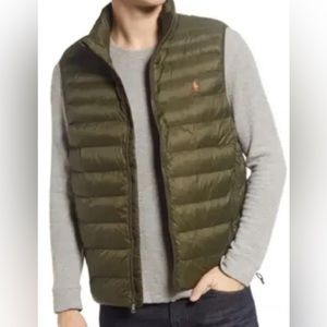 Polo Ralph Lauren Men’s Olive Green Packable Puffer Vest Water Repellent NWT